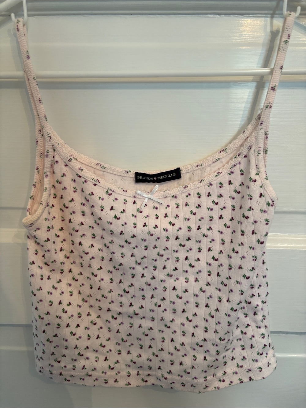 Brandy Melville Light Purple Floral Ribbed Cami